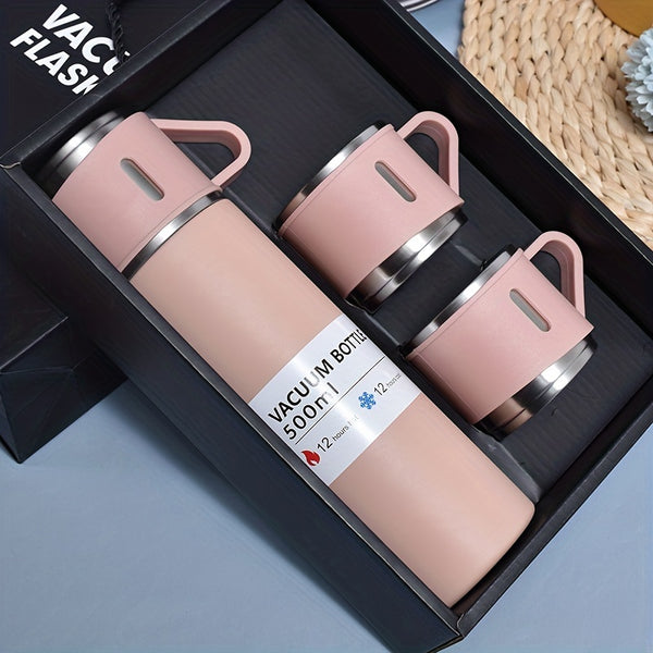 1set Thermal Mug 500ml/16.9oz, Stainless Steel Vacuum Insulated Bottle With Cup For Coffee Hot Drink And Cold Drink, Water Flask Back To School Supplies