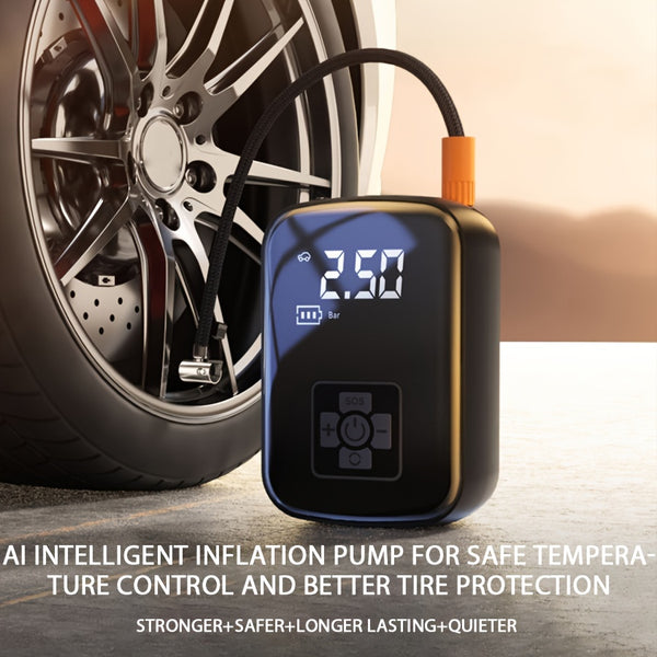 1pc Portable Wireless Car Air Compressor - Ultra-Portable High-Power Inflator with LED Light for Car, Bike, Motorcycle, and Ball Tire Inflation - Universal Compatibility and Quick Inflation Capability