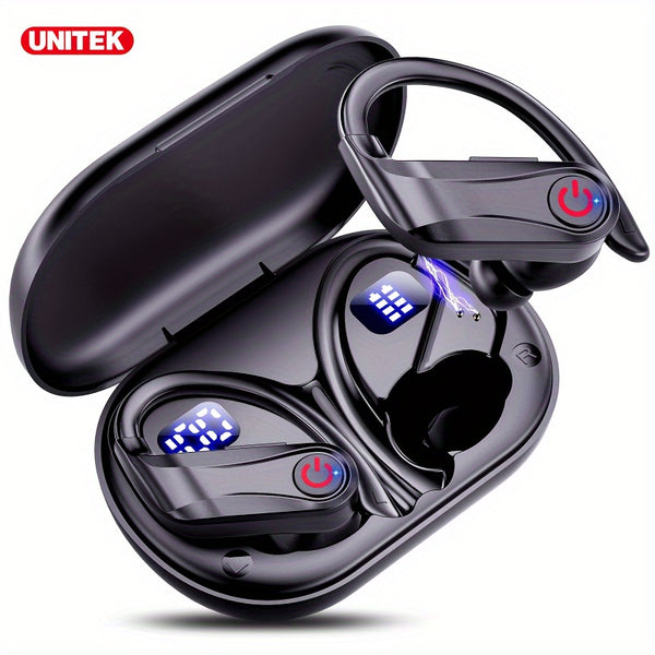 [Wireless Bluetooth Earbuds] 120hrs Bluetooth5.4 Wireless Bluetooth Earbuds | Sport Headphones with Deep Bass, ENC Noise Cancelling Mic, LED Display, USB-C Charging Case, Lightweight & Comfortable for Running, Fitness, Mobile