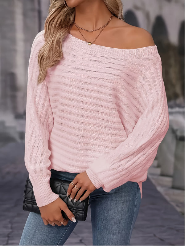 Stylish Cold Shoulder Long Sleeve Sweater - Women's Clothing - Elegant Solid Color Fashion for Spring & Fall - Soft, Cozy, and Versatile