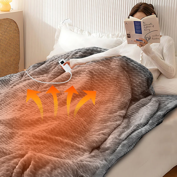 1pc Cozy Throw Over Electric Blanket - Electric Throw with Overheat Protection, Washable, Portable for Car, Truck, SUV, RV, Camping - Grey and Pink, 180*130cm, Winter Warmth Guarantee