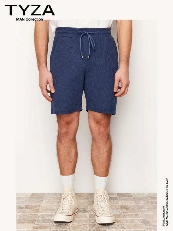 Trendyol TYZA Men's Casual Shorts Casual Textured Wide Leg Slim Fit Knit Daily Shorts Textured