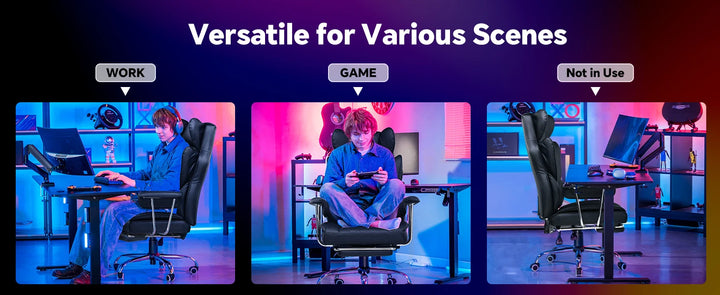 GTPLAYER Gaming Chair Desk Computer Chair with Footrest High Back Lumbar Support - Vogue Vista UK