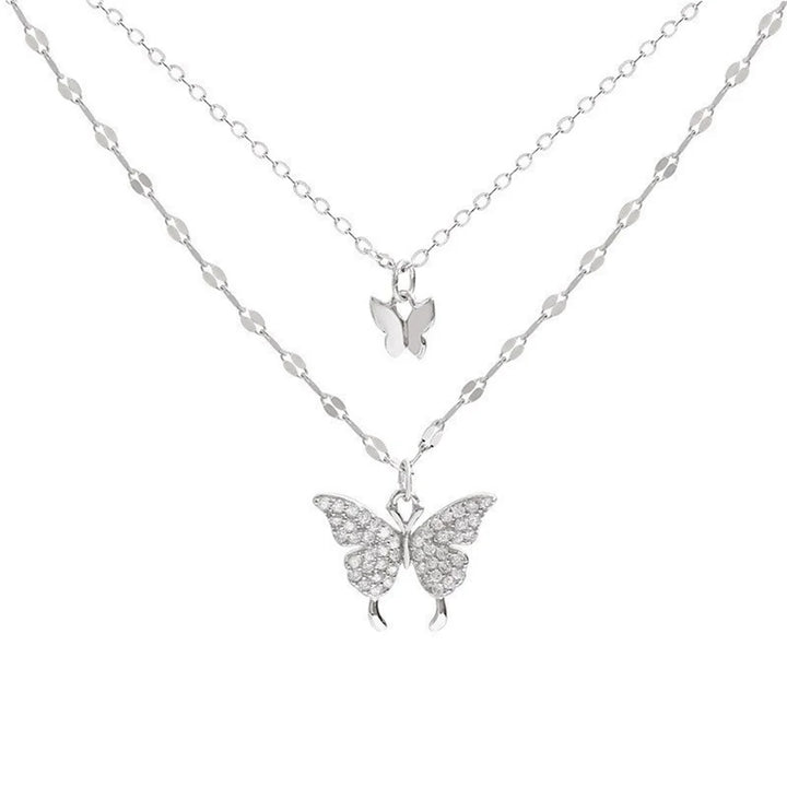 New Shiny Butterfly Necklace Ladies Exquisite Double Layer Clavicle Chain Necklace Jewelry for Ladies Gift - Vogue Vista UK