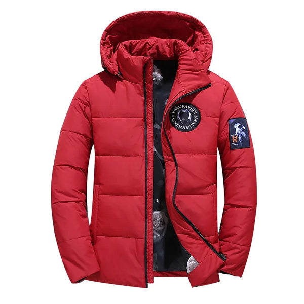 2025 Wholesale Puffer Down Jacket Red Men's Winter Puffer Jackets Printed Lined Down Jackets for Men