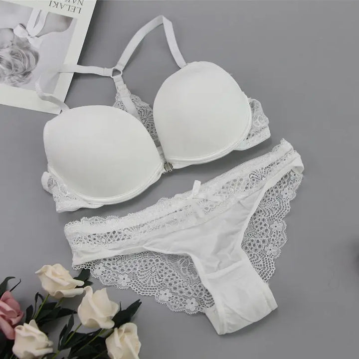 New Fashion Bralette Sexy Lingerie Seamless Push Up Bra Sets Front Closure Candy Color Underwear Women Small Size Brassiere - Vogue Vista UK