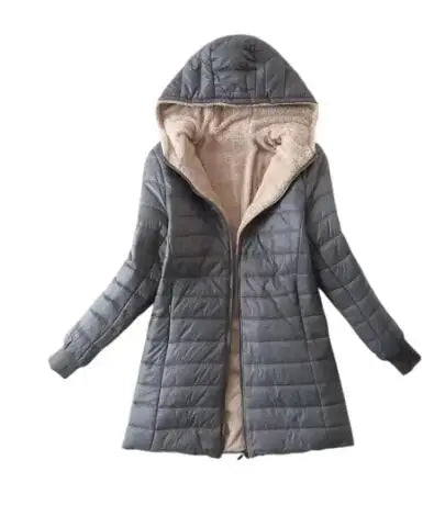 Hooded Jackets Women Winter Warm Lamb Fleece Parkas Solid Casual Outwear