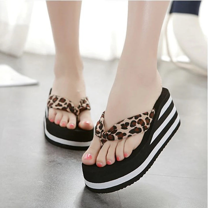 Wedged Platform Sandals Women Flip Flops Open toe High Heels Slippers Summer Beach Outdoor Wedges Slides Black Home Shoes - Vogue Vista UK