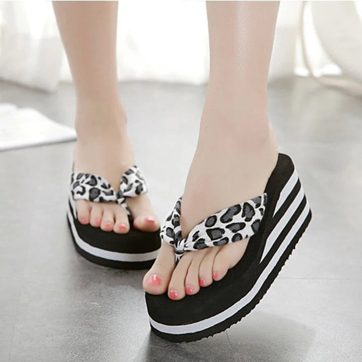 Wedged Platform Sandals Women Flip Flops Open toe High Heels Slippers Summer Beach Outdoor Wedges Slides Black Home Shoes - Vogue Vista UK