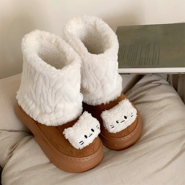 Thicken Plush Warm Winter Cotton Shoes for Women 2025 Thick Sole Waterproof Snow Boots Woman Non Slip Platform Ankle Booties