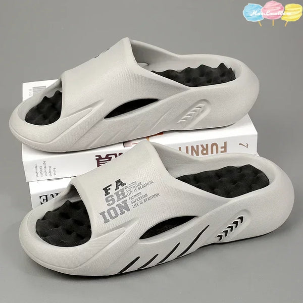 New Summer Man Massage Slippers 2025 Indoor Outdoor Sandals Beach Casual Shoes Soft Bottom Slippers Male Flip Flops Mens Sandals