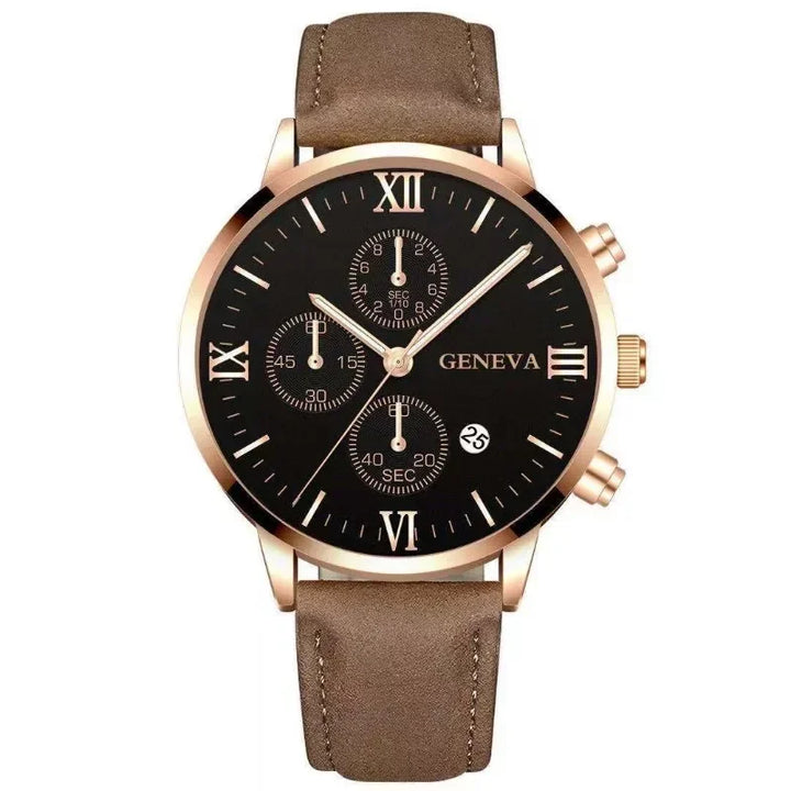 1PC Black Quartz Watch Men Roman Dial Watch Fashion Round Date Quartz Watch for Sports Relogios Masculino Relojes Para Hombres - Vogue Vista UK