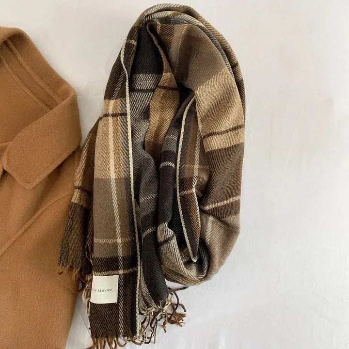 Scarf female winter Korean version of everything with British classic checker thickened students autumn winter male neck warm lo - Vogue Vista UK