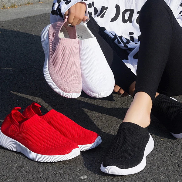 2024 Spring Women Shoes Knitting Sock Sneakers Women Flat Shoes Casual Breathable Sneakers Flats Walking Shoes for Women - Vogue Vista UK