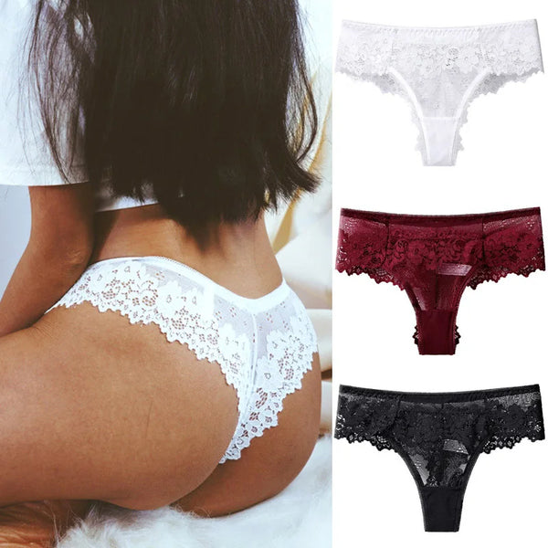 Sexy Black Lace Panties Women Low-waist Underwear Thong Ladies G String Breathable Lingerie Temptation Embroidery Intimates - Vogue Vista UK