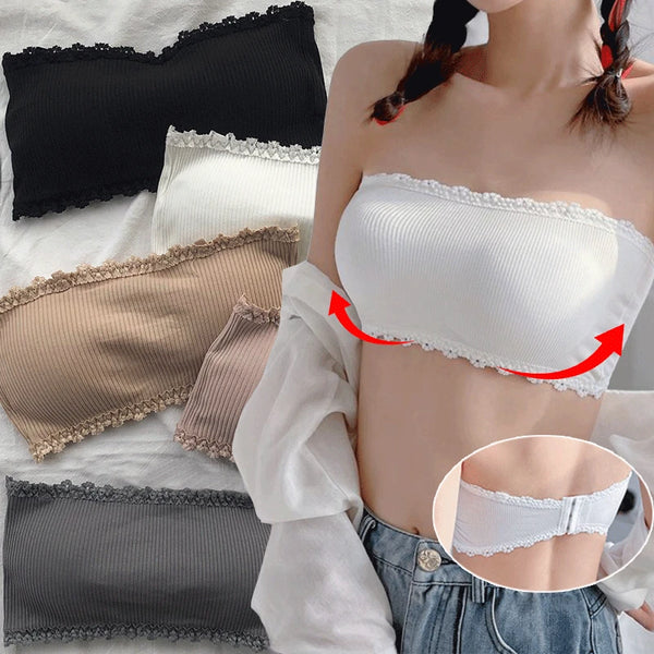 Summer Strapless Women Bras Back Lace Sexy Chest Tops Seamless Breathable Underwea Brassiere Solid Invisible Chest Wraps Bra - Vogue Vista UK