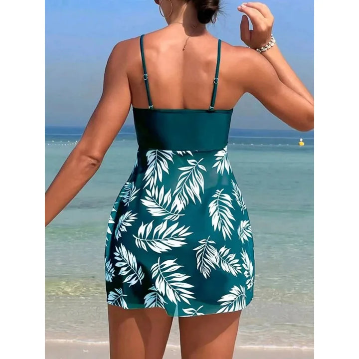 2024 Short Dress Tankini with Shorts Swimsuit Women Swimwear Female Padded Printed Bathing Swim Suit Swimming Beachwear Summer - Vogue Vista UK