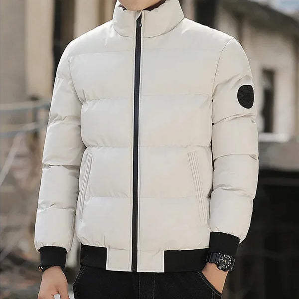 Men's Autumn Winter Thickened Warm Jacket Waterproof Casual Loose Parkas Solid Stand O-Neck Parka for Men Street Zipper Coat Men