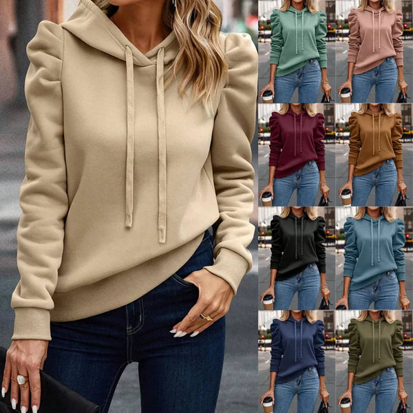 Solid Color Casual Loose Hoodies For Woman 2025 Autumn Designer Women's Long Sleeve Pullover Sweatshirts Vintage Female Tops