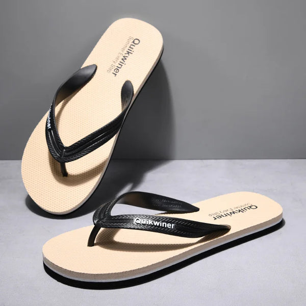 Summer PVC Beach Slippers  Soft Bottomed Flip Flops  Men's Outdoor Anti Slip and Wear-resistant Sandals