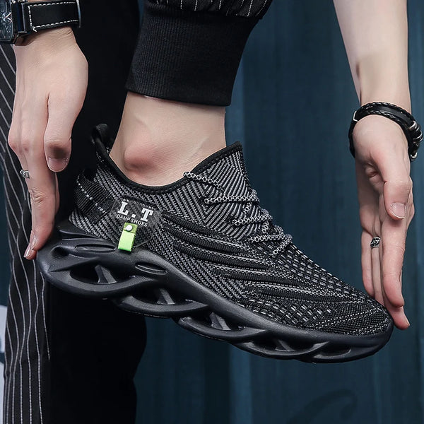 Black Running Jogging Shoes Casual Sneakers White Outdoor Breathable Mesh Shoes Men Light Shock-absorption Sports Shoes - Vogue Vista UK