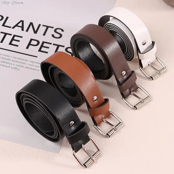 NEW 1Pc 100CM Leather Belt Fashion Waist Belts Metal Circle Buckle Waistband Pants Decorative Belt Women Clothing Accesories - Vogue Vista UK