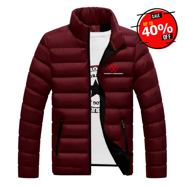 2025 Men New Massey Ferguson Print Fashion Comfortable Zip Down Coat Autumn Winter Trendy Thickened Windproof Warm Padded Jacket
