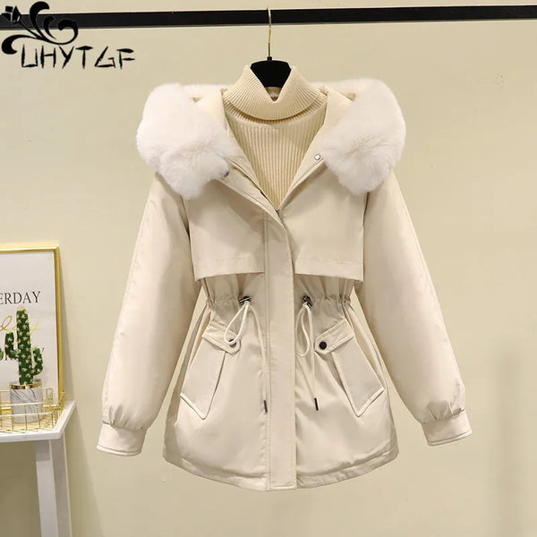 New Winter Jacket Women Parkas Fur Lining Long Casual Parka Fur Collar Hooded Puffer Coat Thick Warm Jacket Outerwear 3046