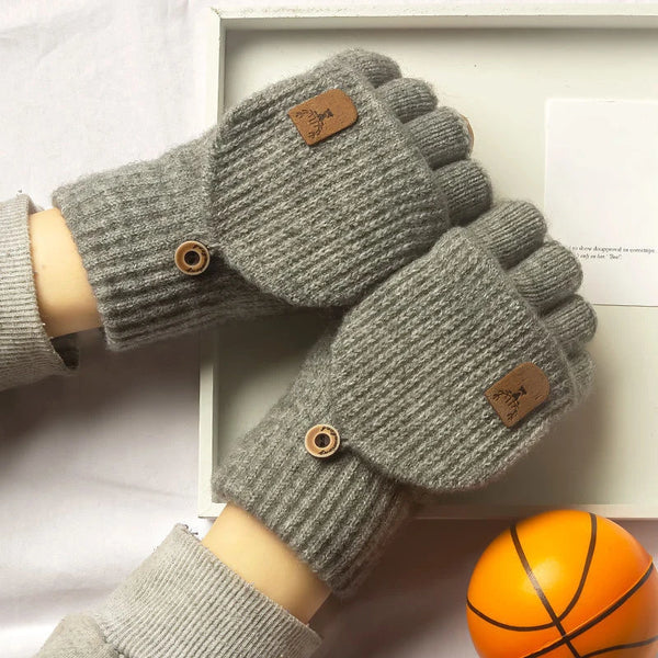 Knitted Fingerless Gloves Winter Thicken Warm Touch Screen Gloves for Men Women Gloves Warm Half Finger Student Gloves - Vogue Vista UK