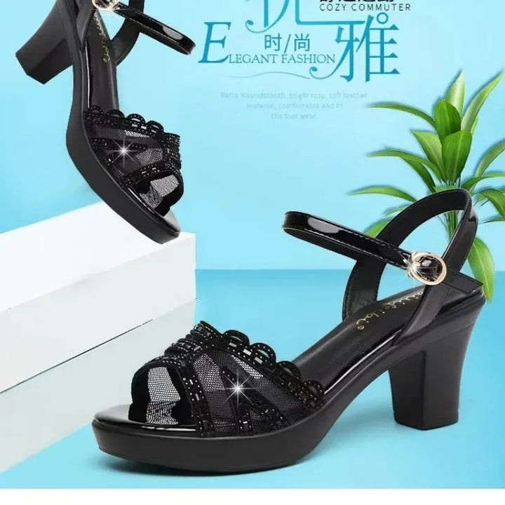 New Platform Sandals Women's Wedding Shoes 2024 Summer New Elegant Leather High Heel Sandals Women's Office Sandals Heels Pumps - Vogue Vista UK