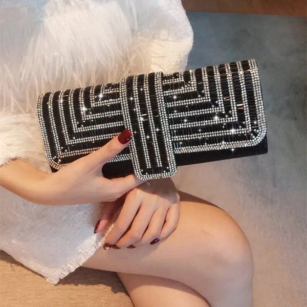 Women's Rhinestone Clutch Purses Evening Bags Sparkling Glitter Formal Party Wedding Cocktail Prom Bags with Chain - Vogue Vista UK