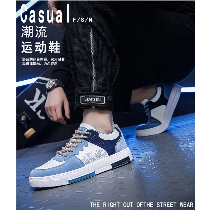 2023Men's Sneakers Flat Student Shoes Breathable Fashion Lace-Up Sneakers Men's Comfort Sports Jogging Shoes Zapatillas Hombre - Vogue Vista UK