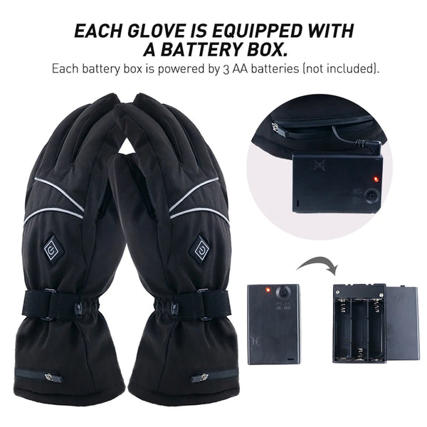 Heated Motorcycle Glove Winter Warm Snowmobile Skiing Gloves Waterproof Touch Screen Rechargeable Heating Thermal Moto Guantes