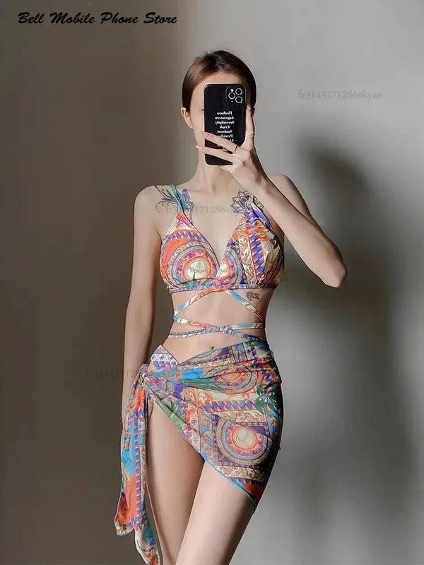 Hot 2025 Beach Printed Crop Top Brazilian Bikini Women Bikinis Swimwear Female Swimsuit Two-pieces Trend Bathing Suit Swim Lady