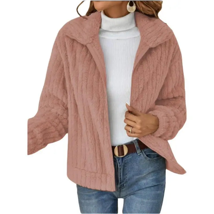 2024 Autumn and Winter New Plush Cardigan Lapel Short Jacket Traf 2024 Woman New in Outerwears Cozy Coats for Women Deals Trf - Vogue Vista UK