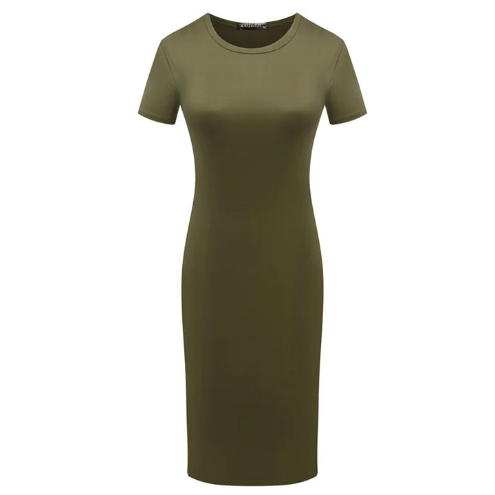 Summer Women Dresses Knee-Length Shinny Casual Short Sleeve Bandage Bodycon Sheath Dress Vestidos QT031 - Vogue Vista UK