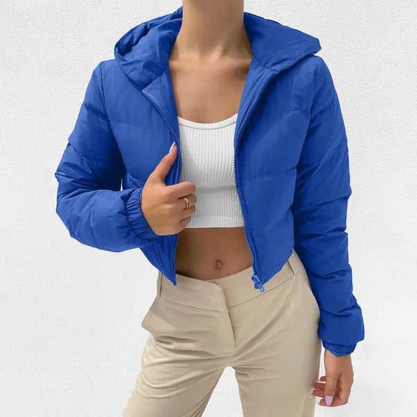 Fall Winter Solid Down Coat Puffer Jacket And Coats For Women Bubble Outerwear Cropped Outwear Zipper Oversized Short Overcoat