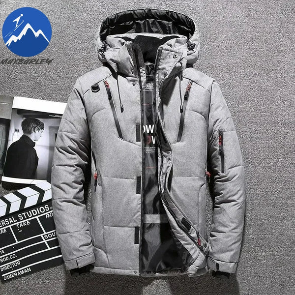 -20 Degree Winter Men White Duck Down Jacket Thick Warm Snow Coat Male Hood Windbreaker Down Parkas Outerwear Sportswear Puffer