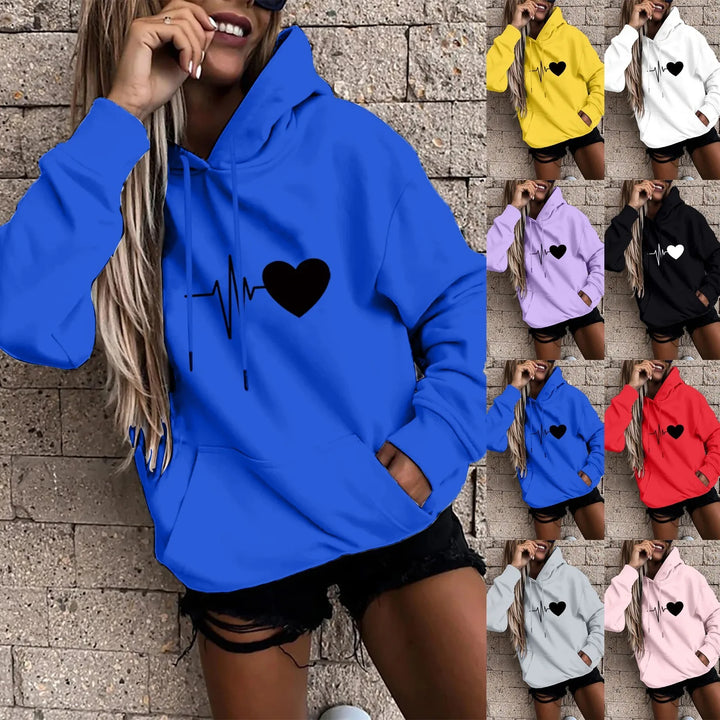 Women's Pullover Fashion Casual Fun Print Hooded Sweatshirt Loose Sports Tops Pullover - Vogue Vista UK