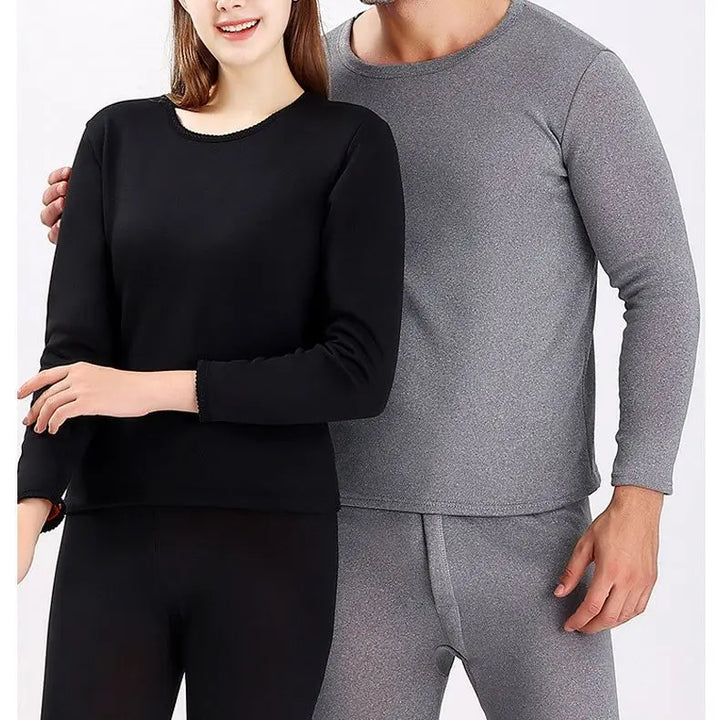 Winter Men Thermal Underwear For Women Sets Long Johns Warm Solid Soft Casual Double Faced Velvet Plush Top With Pants Thick Ski - Vogue Vista UK