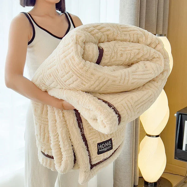 2025 New Half Sides Fleece Autumn Winter Blanket for Bed Soft Fluffy Warm Sofa Cover Blankets Glade A Comfortable Warmth Blanket