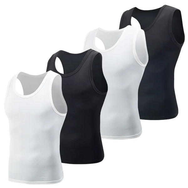 Men's narrow shoulders and wide shoulders a variety of choices vest black and white classic color men's fitness running T