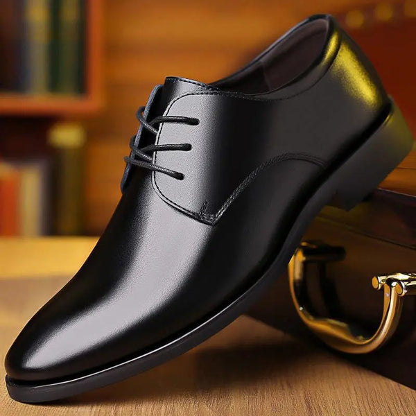 Men's Breathable Leather Shoes Black Soft Leather Soft Bottom Spring And Autumn Best Man Men's Business Formal Wear Casual Shoe - Vogue Vista UK