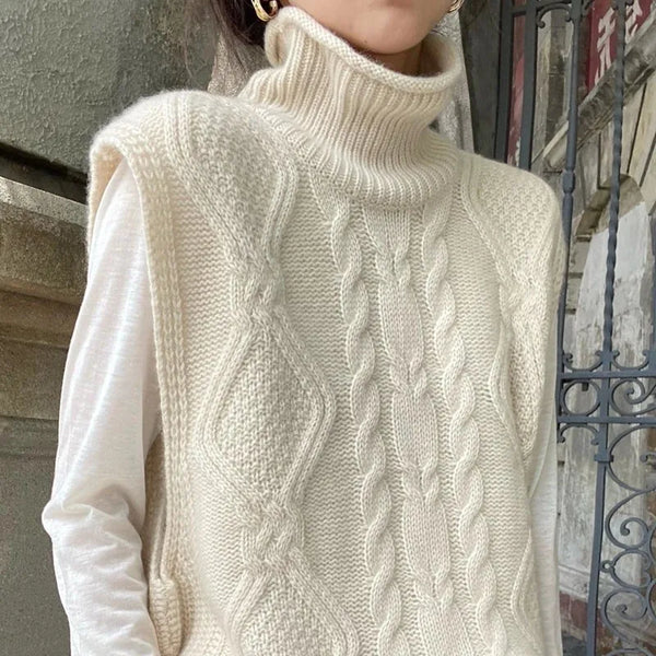 High-necked knitted vest women fall/winter 100% pure cashmere vest heavy industry new twisted vest fashion.