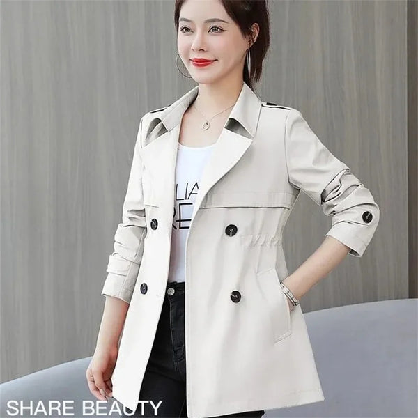 2025 New Short Coat Windbreaker Women's Spring Autumn Trench Coat Korean Short Ladies Solid Coat Women Double Breasted Outwear