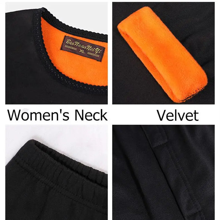 Winter Men Thermal Underwear For Women Sets Long Johns Warm Solid Soft Casual Double Faced Velvet Plush Top With Pants Thick Ski - Vogue Vista UK