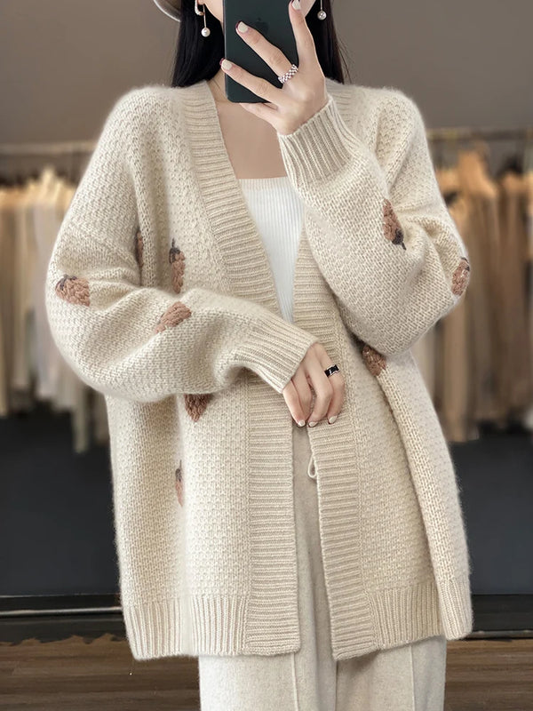 2024 new autumn and winter, women's, wool cardigan, casual, Korean style, popular, cardigan knitted sweater