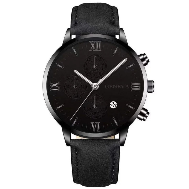 1PC Black Quartz Watch Men Roman Dial Watch Fashion Round Date Quartz Watch for Sports Relogios Masculino Relojes Para Hombres - Vogue Vista UK