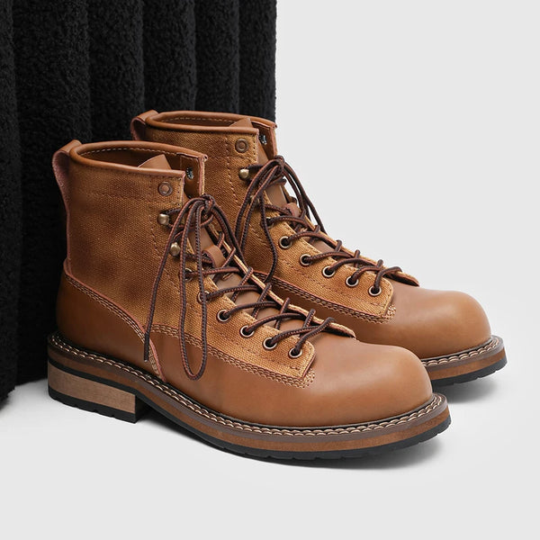 2025New Men Thick Bottom Boot British Style High Top Fashion Genuine Leather Motorcycle Boot Outdoor leisure Comfy Lace-Up Boots