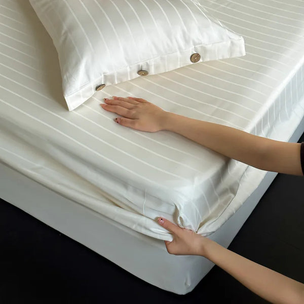 100% Egyptian Cotton Fitted Sheet with Pillowcase 매트리스커버 Skin-friendly Bed Cover Luxury Style Mattress Protector Home Bedsheet